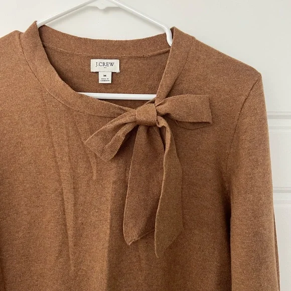 J. Crew Tan Neck Bow Teddy Sweater - Picture 3 of 5